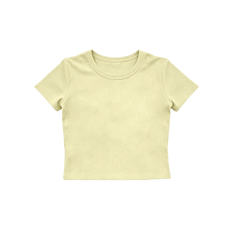 Short sleeves yellow kids girls summer yoga active top
