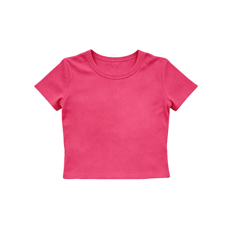 Short sleeves hot pink kids girls summer yoga active top