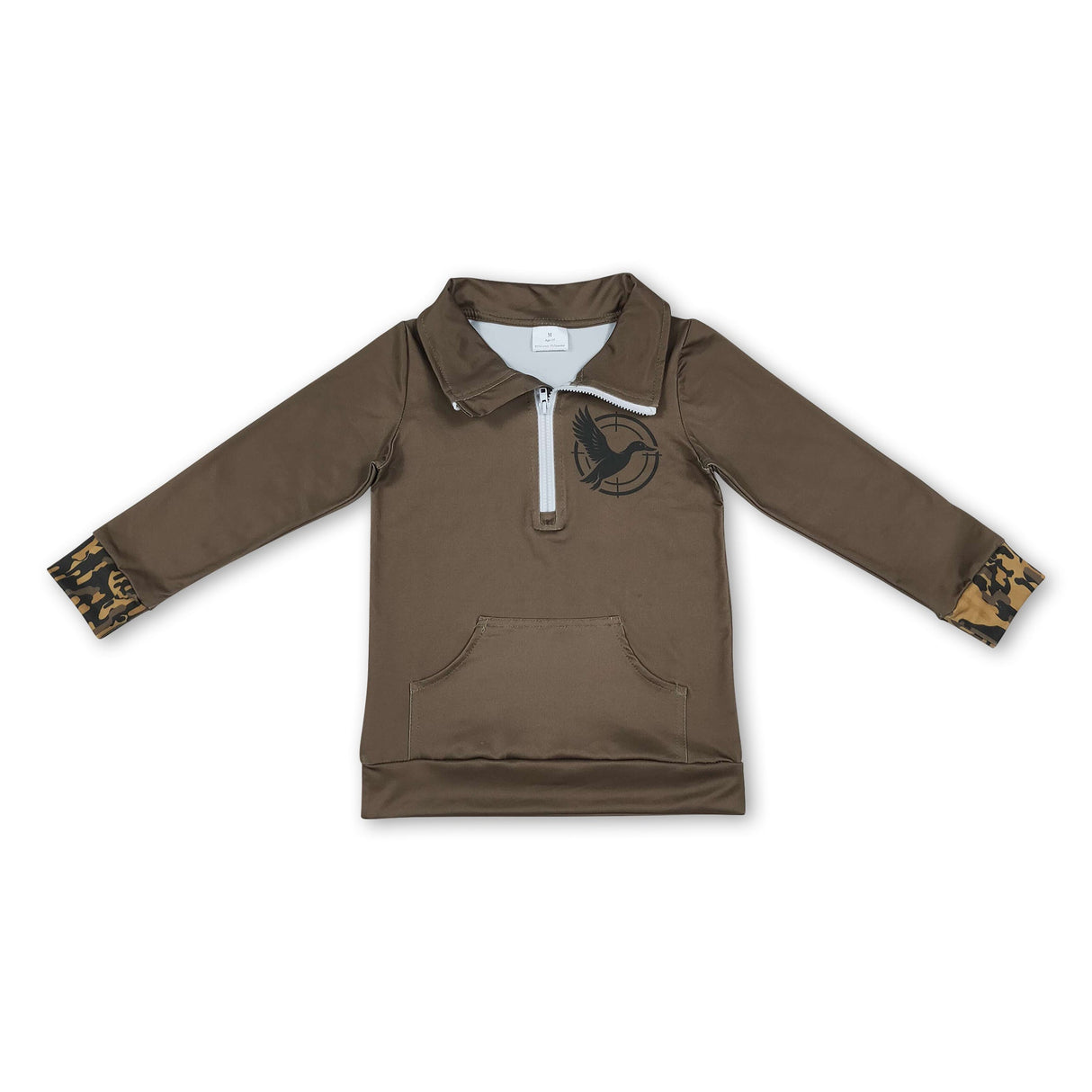 Camo long sleeves duck kids pocket zipper pullover
