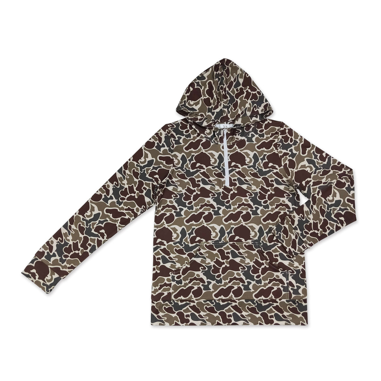 Long sleeves dark brown camo pocket adult women zipper hoodie