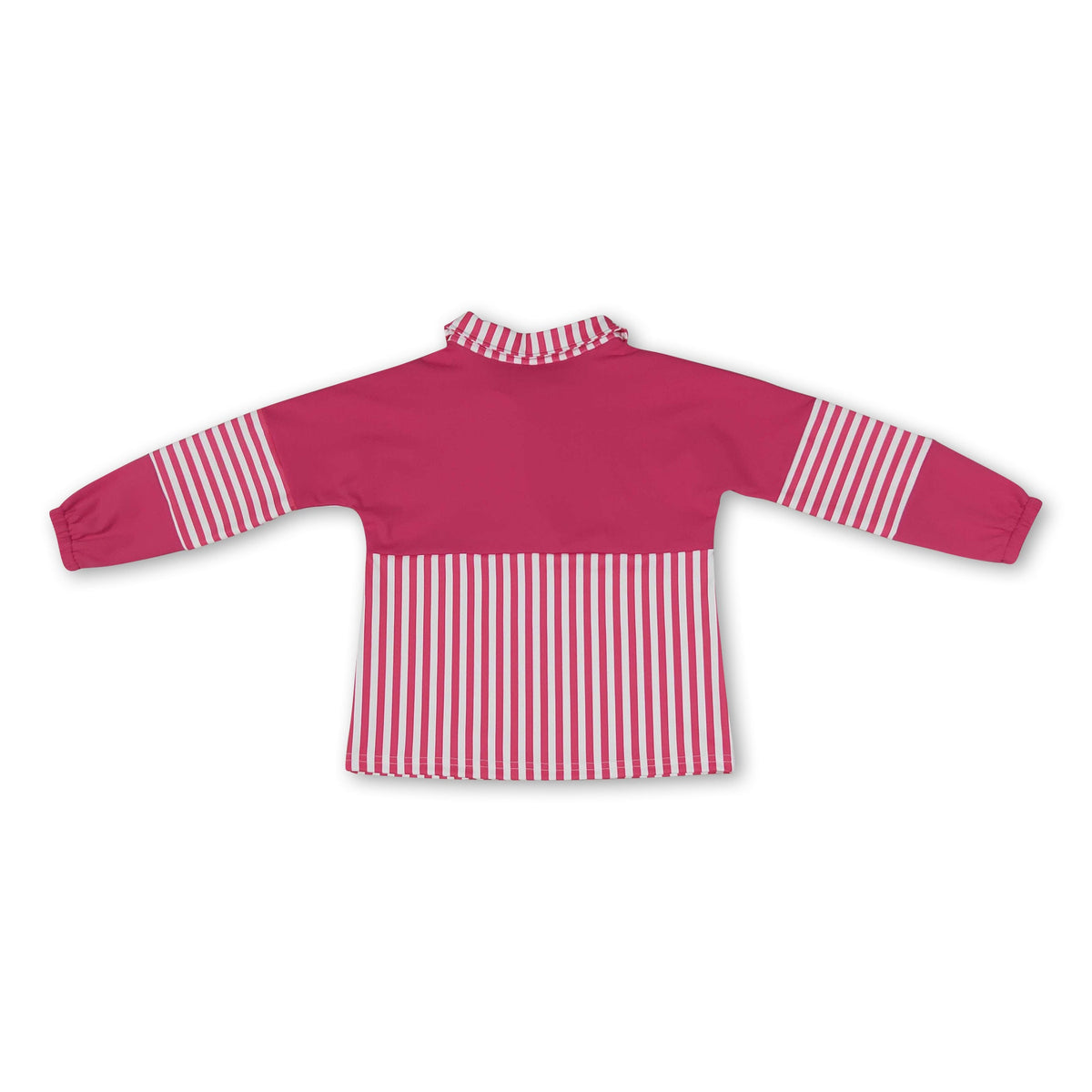 Long sleeves hot pink stripe zipper kids girls yoga pullover