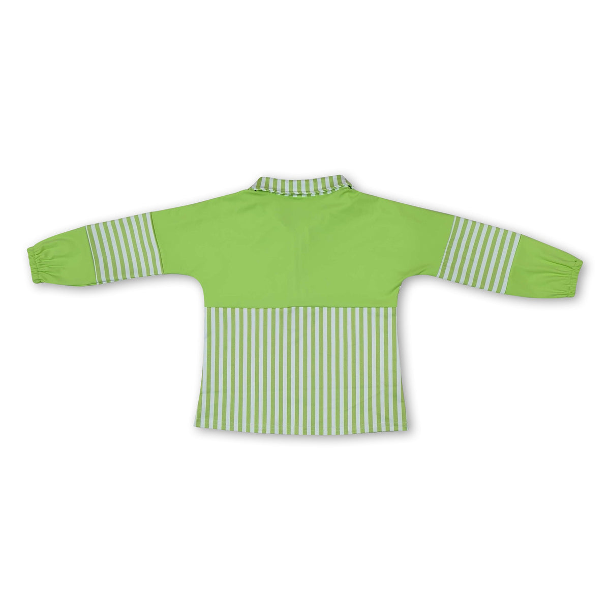 Long sleeves green stripe zipper kids girls yoga pullover