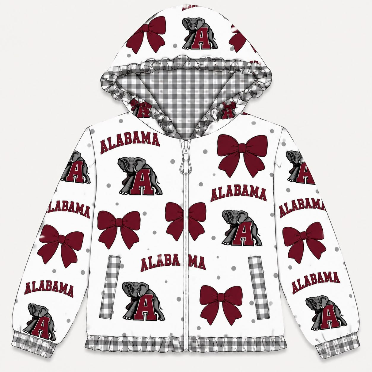 Long sleeves A elephant bow plaid kids girls team jacket
