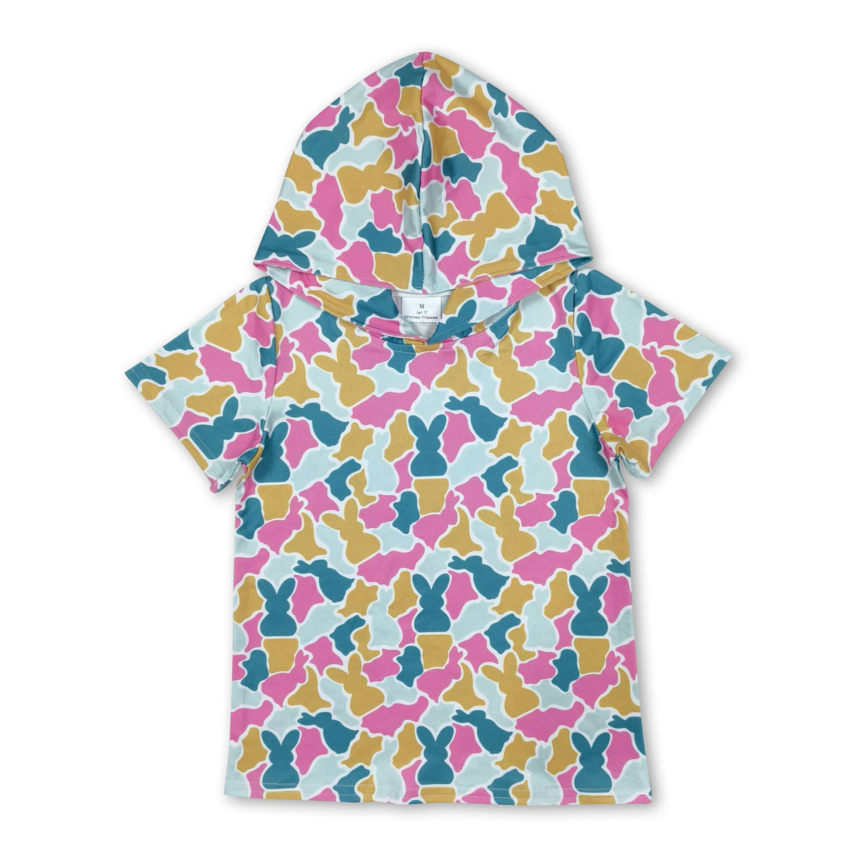 Short sleeves orange rabbit baby kids Easter hoodie