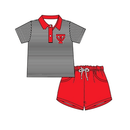 Deadline May 6 Red T W stripe polo shirt shorts boys team clothes