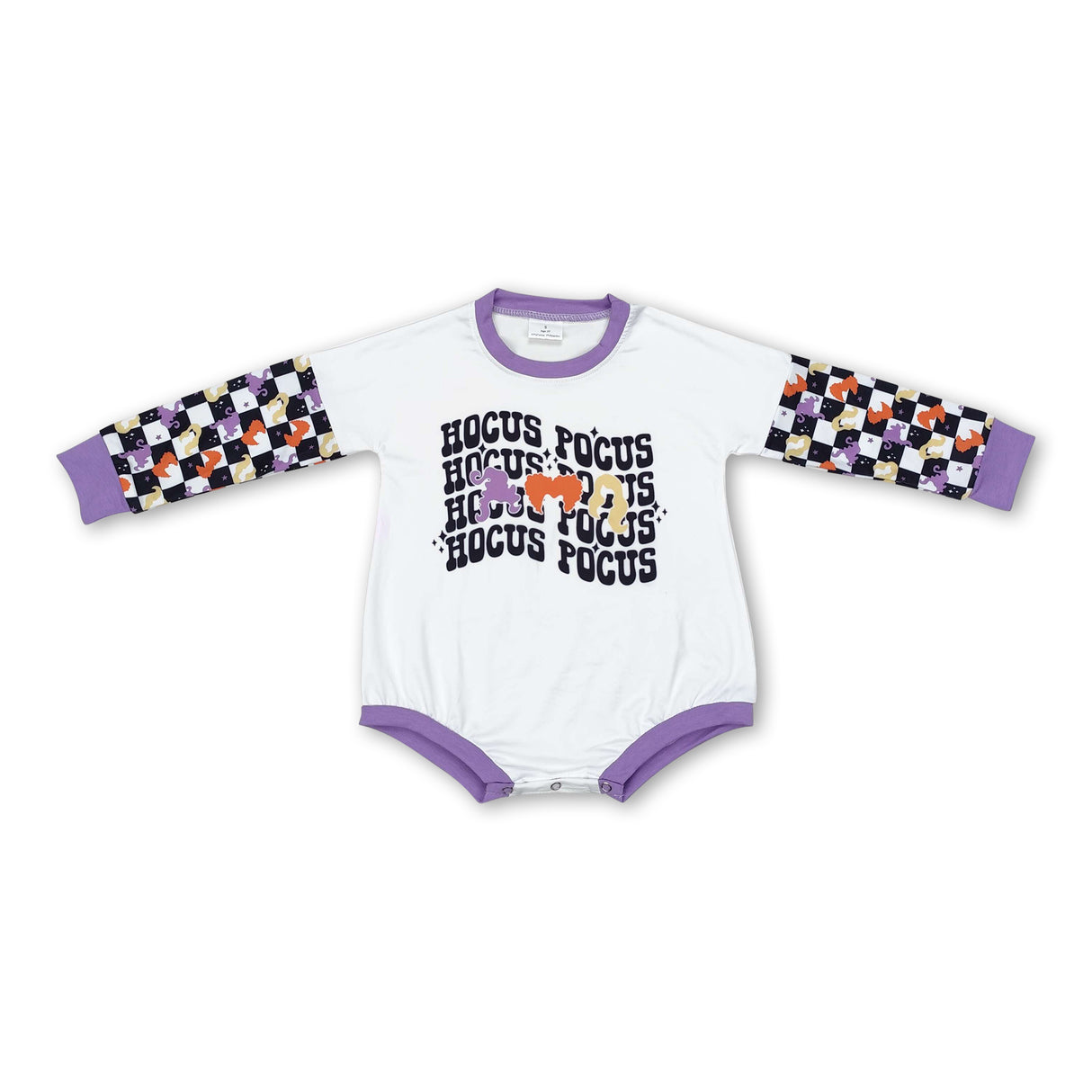 Long sleeves plaid witches baby girls Halloween romper