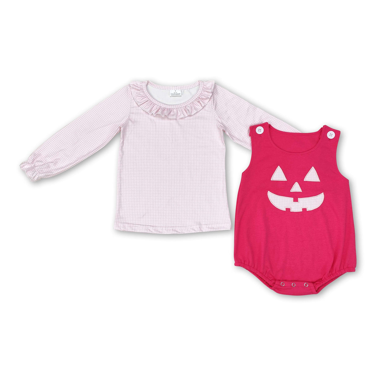 Pink plaid top match romper baby girls Halloween set