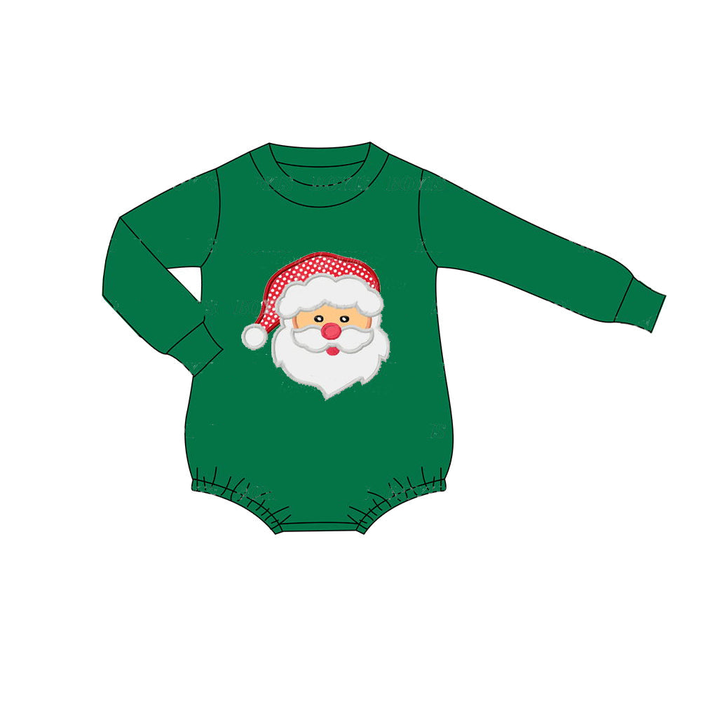 Green long sleeves santa baby boys Christmas romper