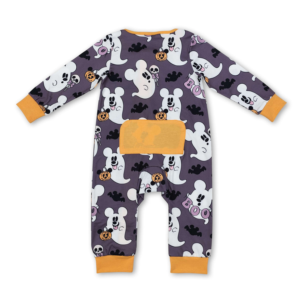 Ghost pumpkin bat baby boy Halloween zipper romper