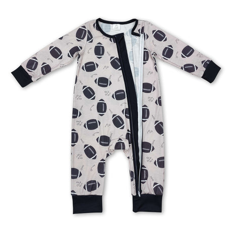 Long sleeves football baby kids bamboo zipper romper