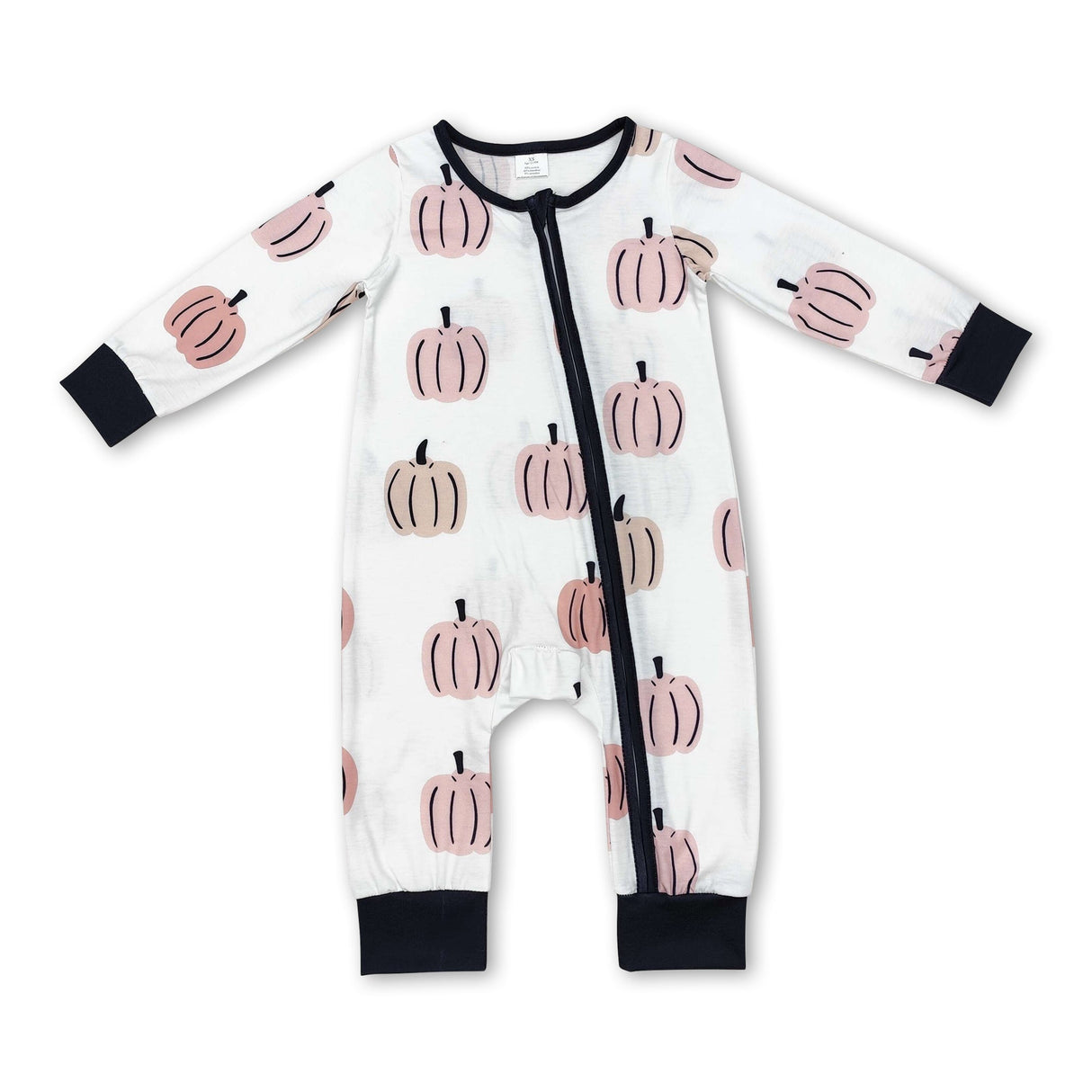 Long sleeves pumpkin baby kids fall bamboo zipper romper