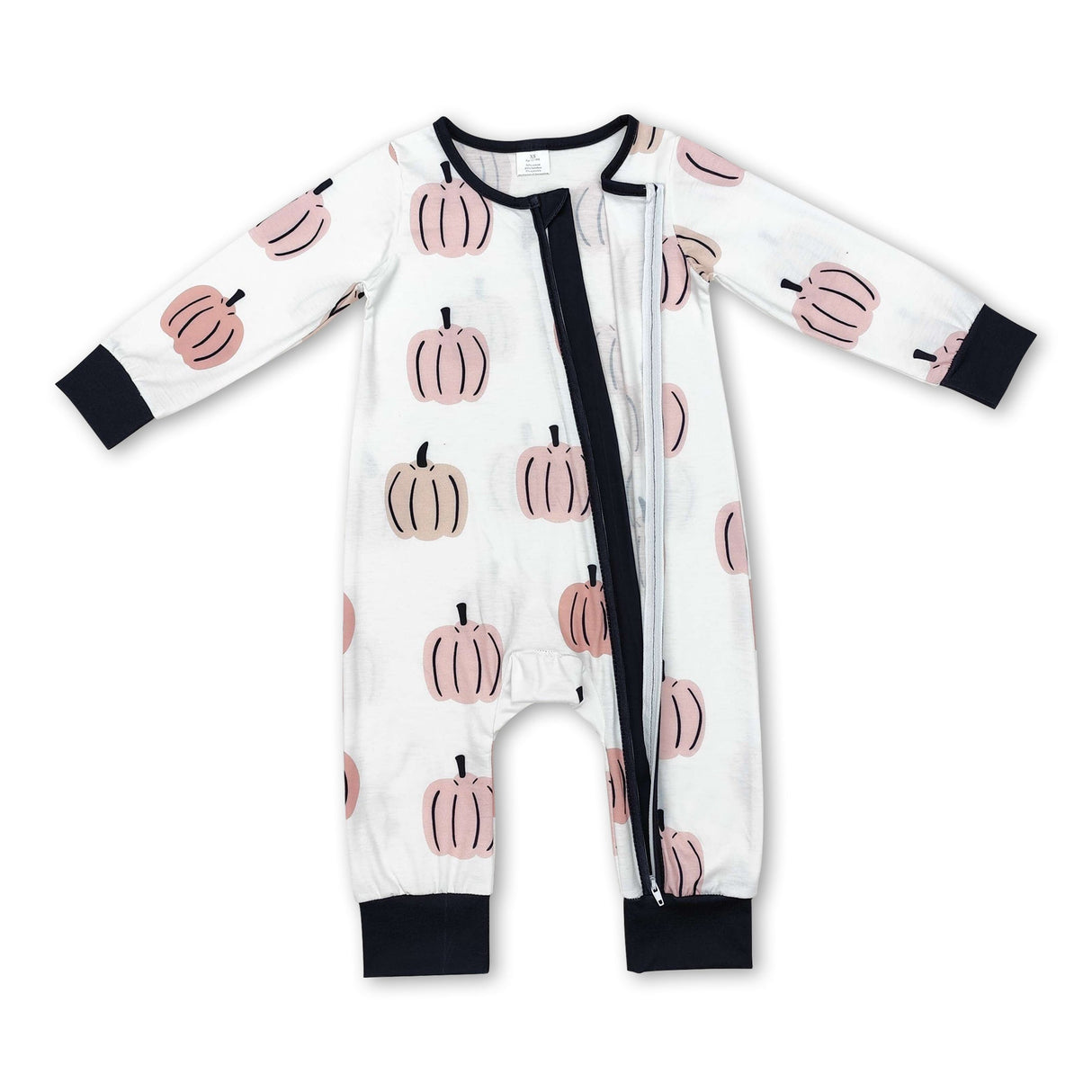 Long sleeves pumpkin baby kids fall bamboo zipper romper