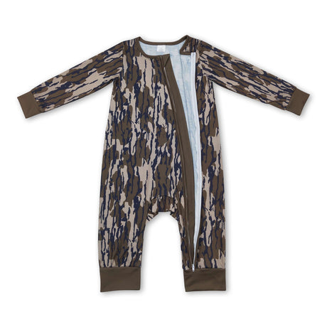 Long sleeves camo baby kids zipper romper