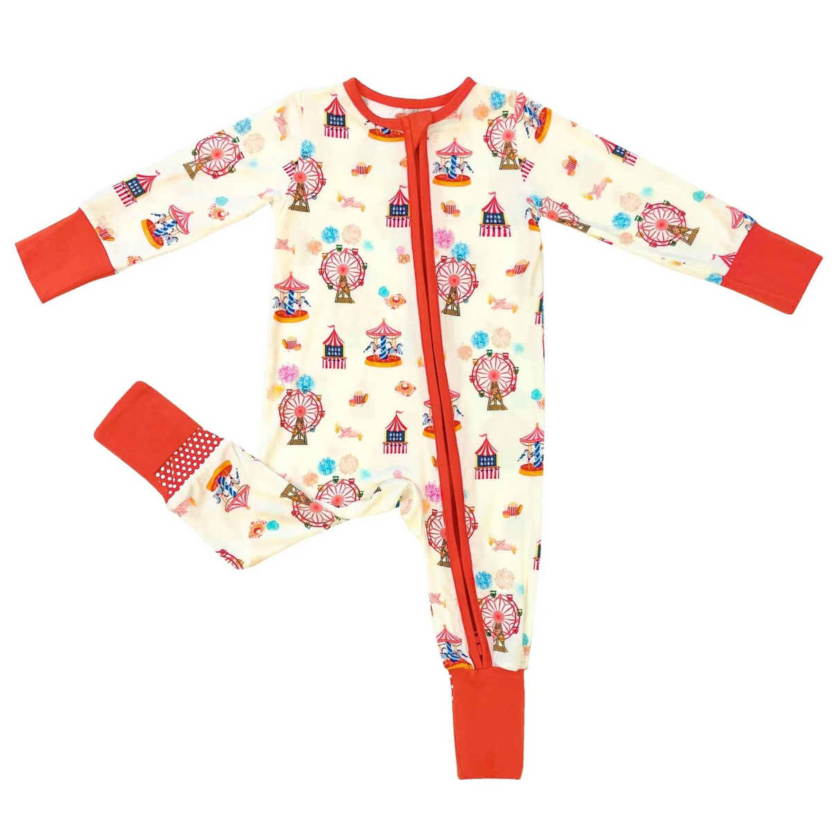 Ferris wheel carousel long sleeves baby zipper romper