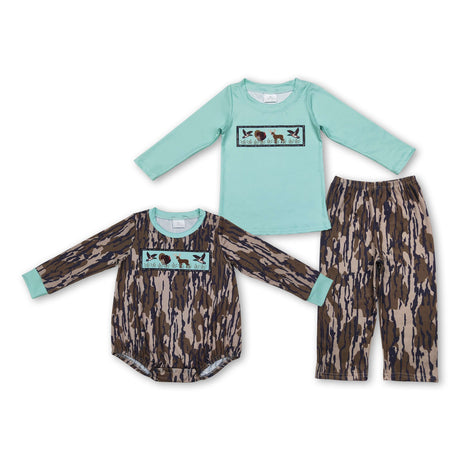 Duck turkey deer baby boy hunting romper