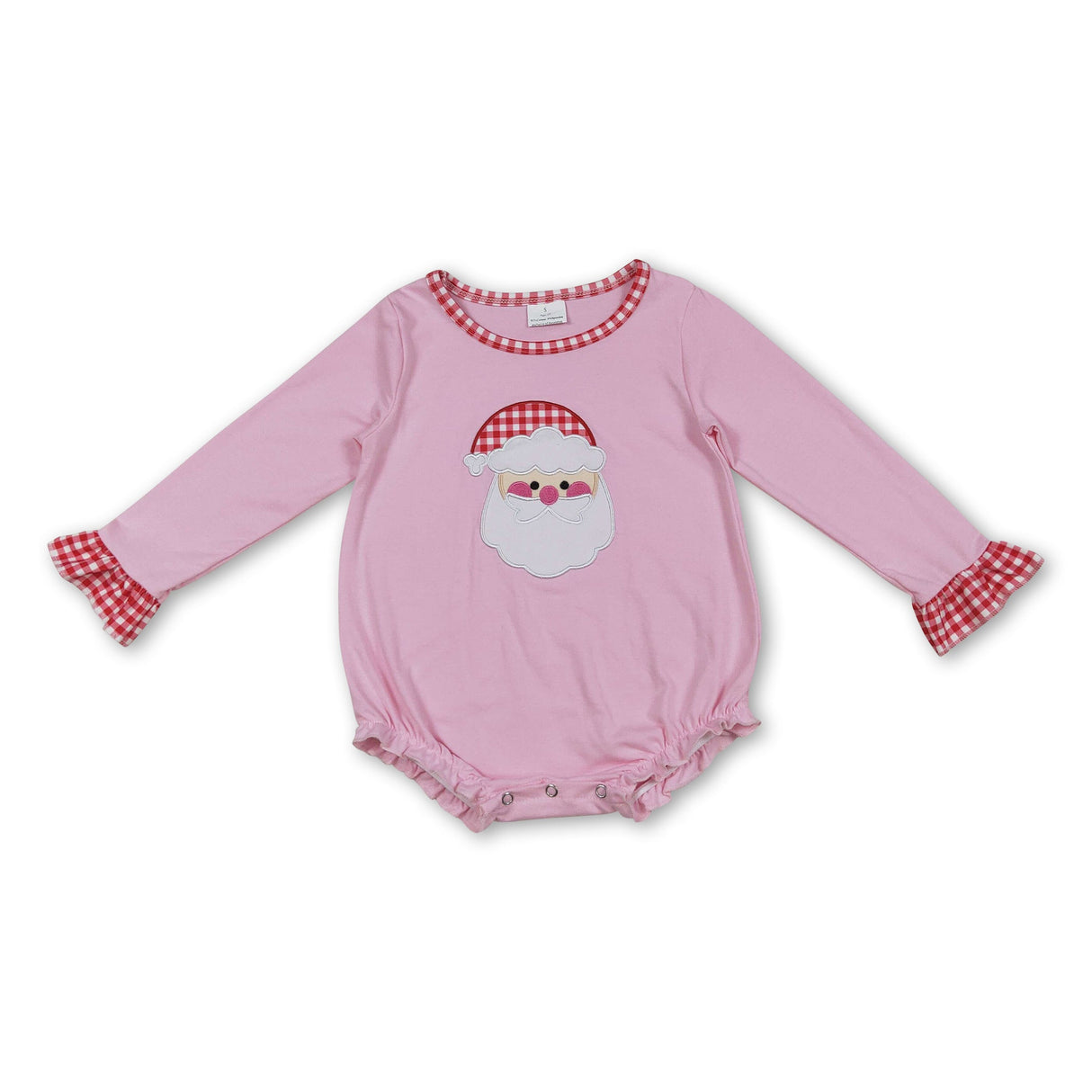 Long sleeves pink santa baby girls Christmas romper