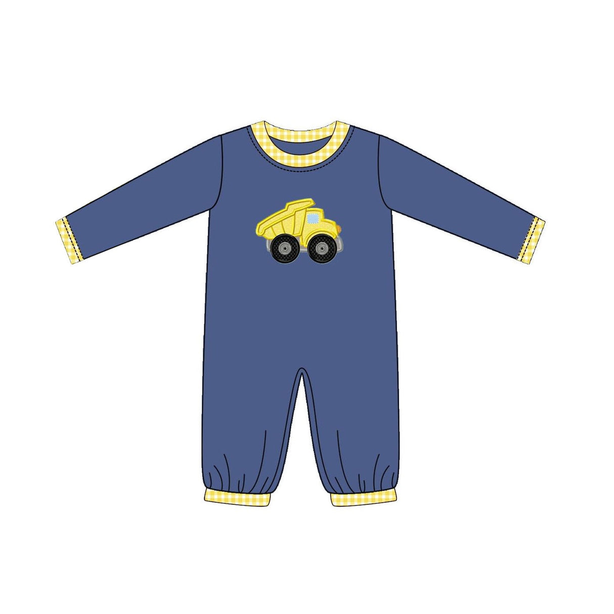 Long sleeves blue constructions baby boy romper