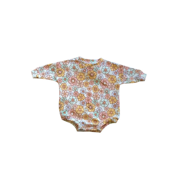 Long sleeves floral baby girls romper