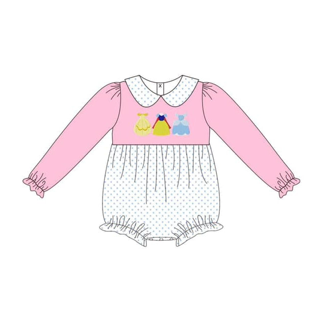 Pink princess polka dots baby girls romper