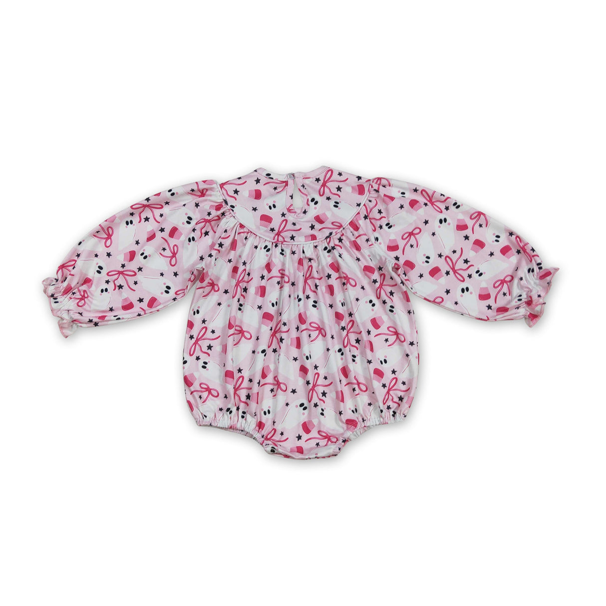 Ghost candy corn smocked bow girls Halloween romper