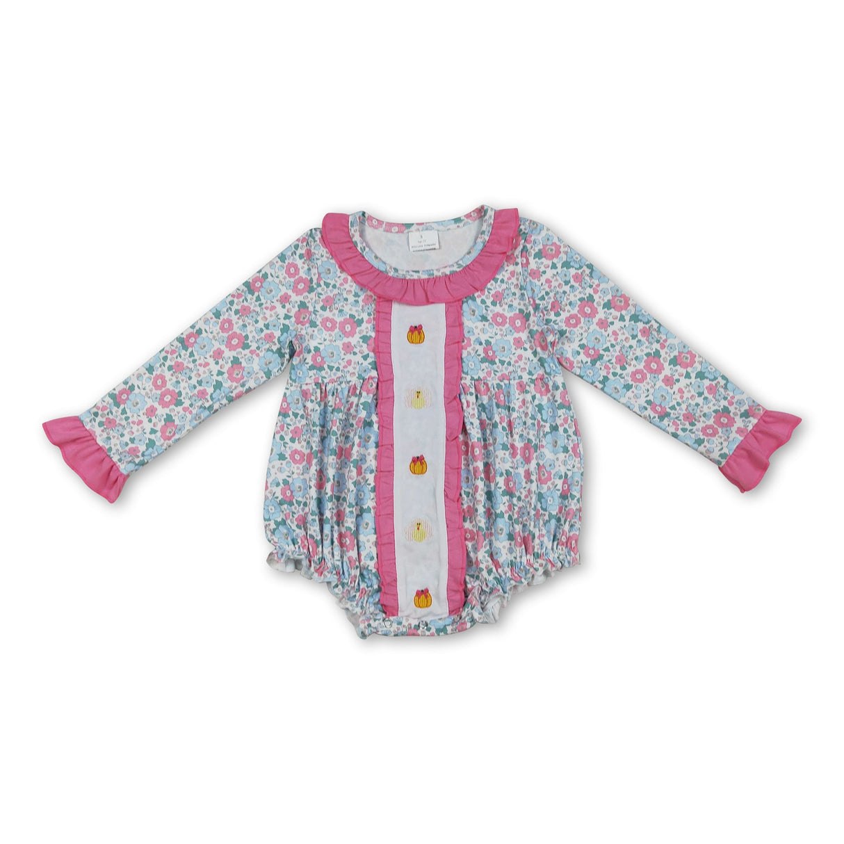 Long sleeves floral pumpkin turkey girls Thanksgiving romper