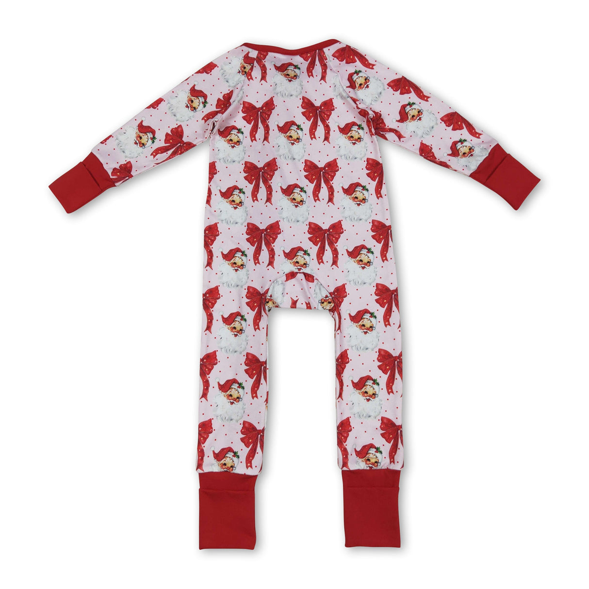 Long sleeves santa bow baby girls Christmas romper