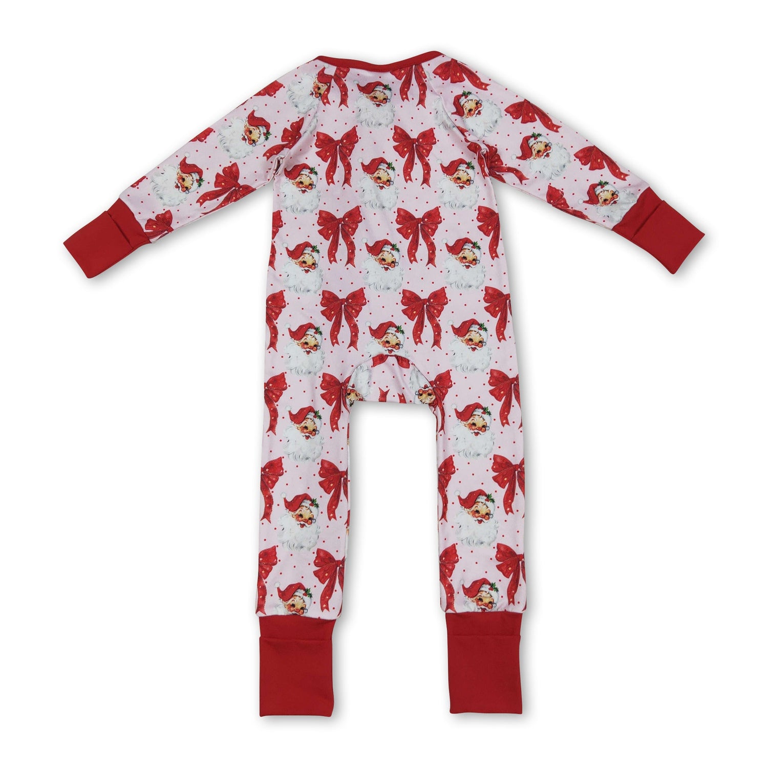 Long sleeves santa bow baby girls Christmas romper