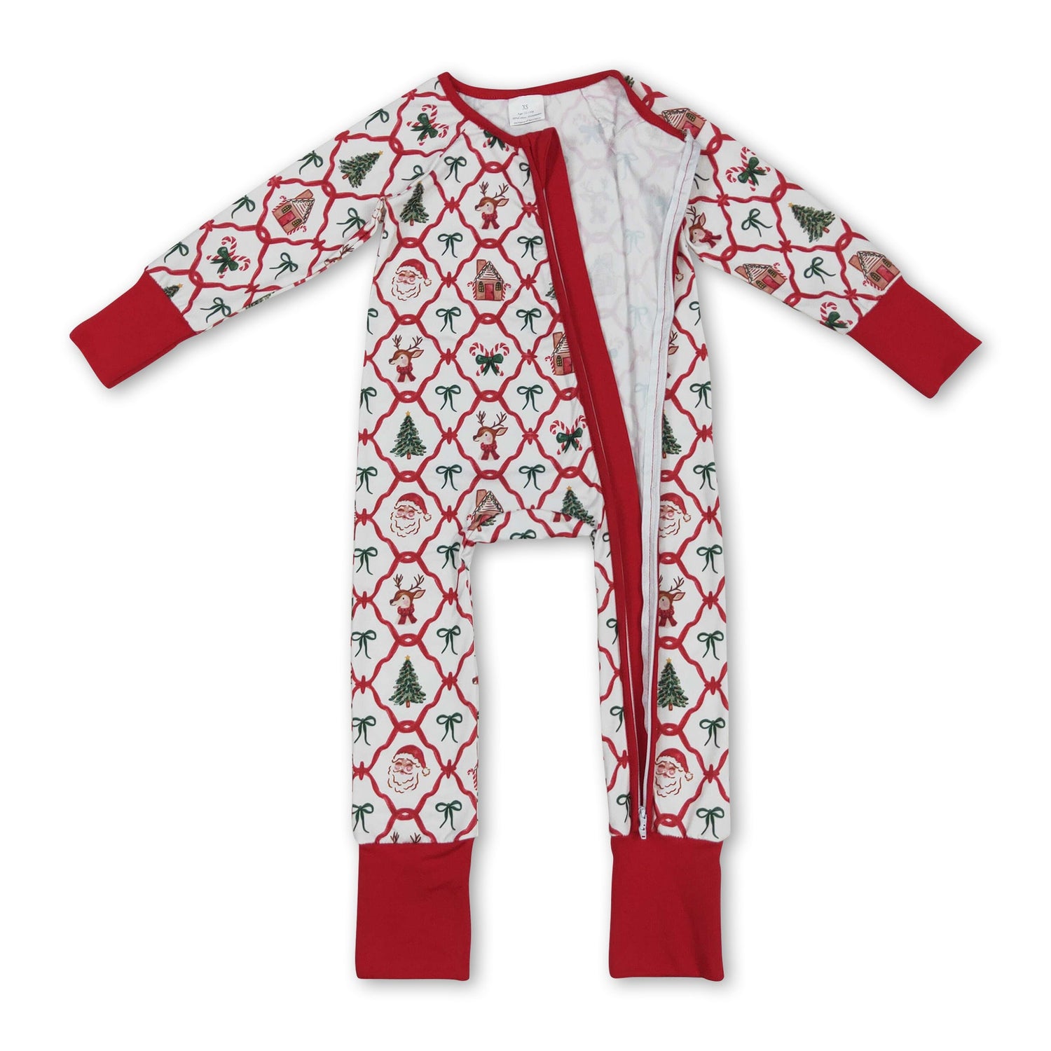Long sleeves santa bow gingerbread baby Christmas romper