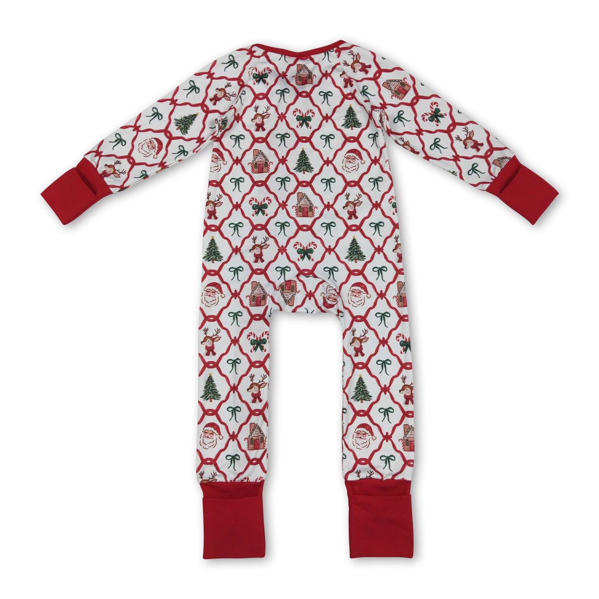 Long sleeves santa bow gingerbread baby Christmas romper