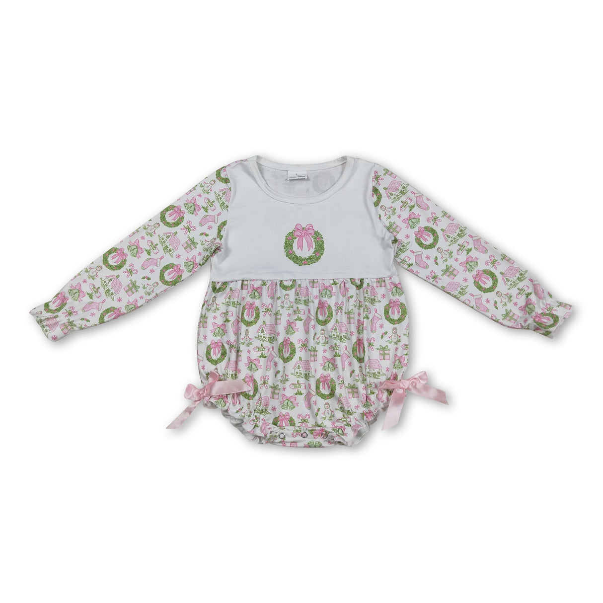 Pink bow socks ornaments girls Christmas romper
