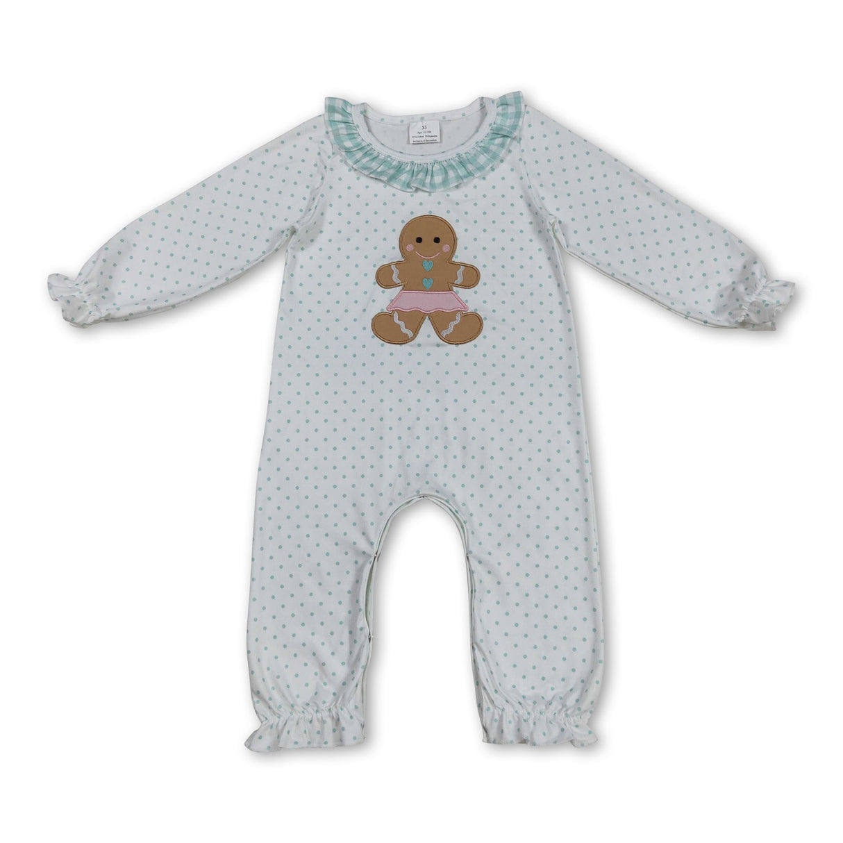 Polka dots gingerbread baby girls Christmas romper