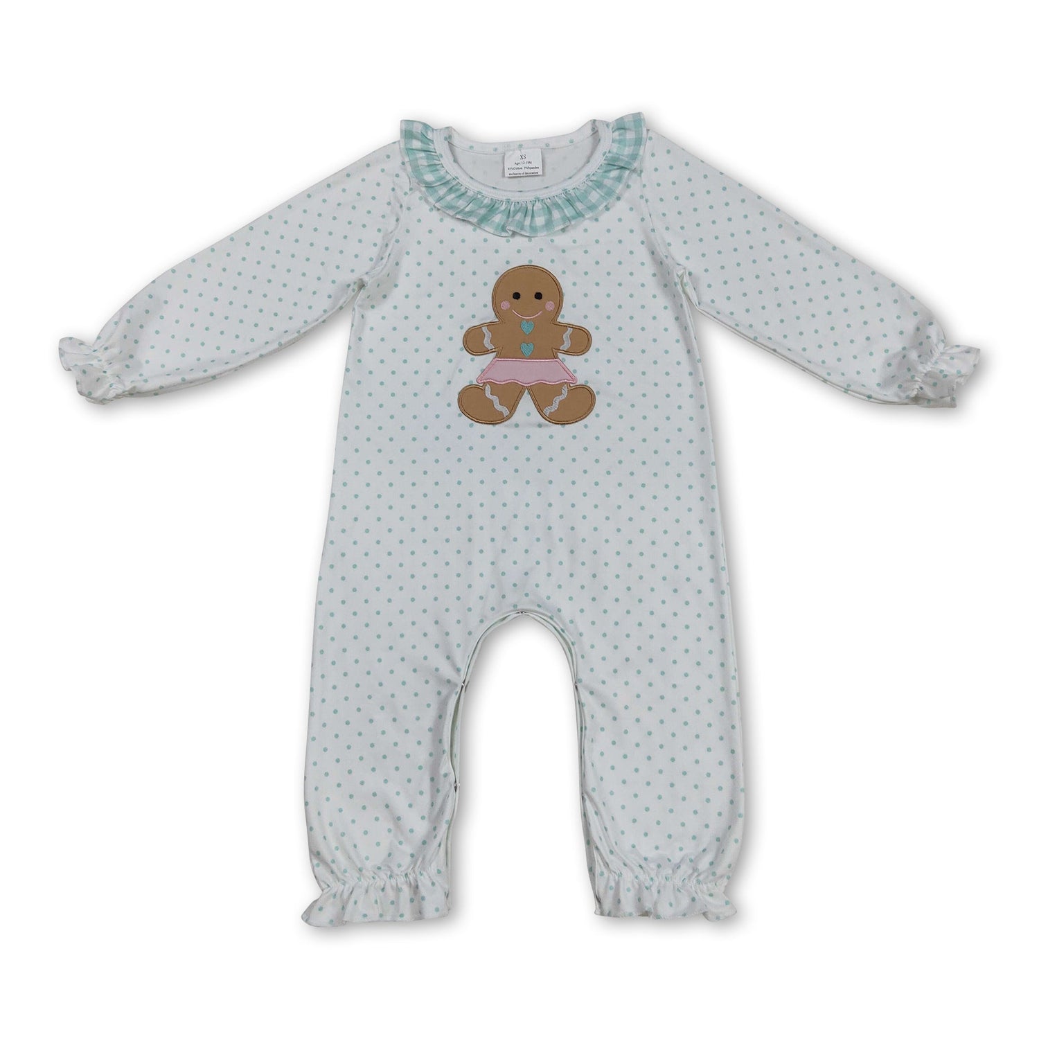 Polka dots gingerbread baby girls Christmas romper