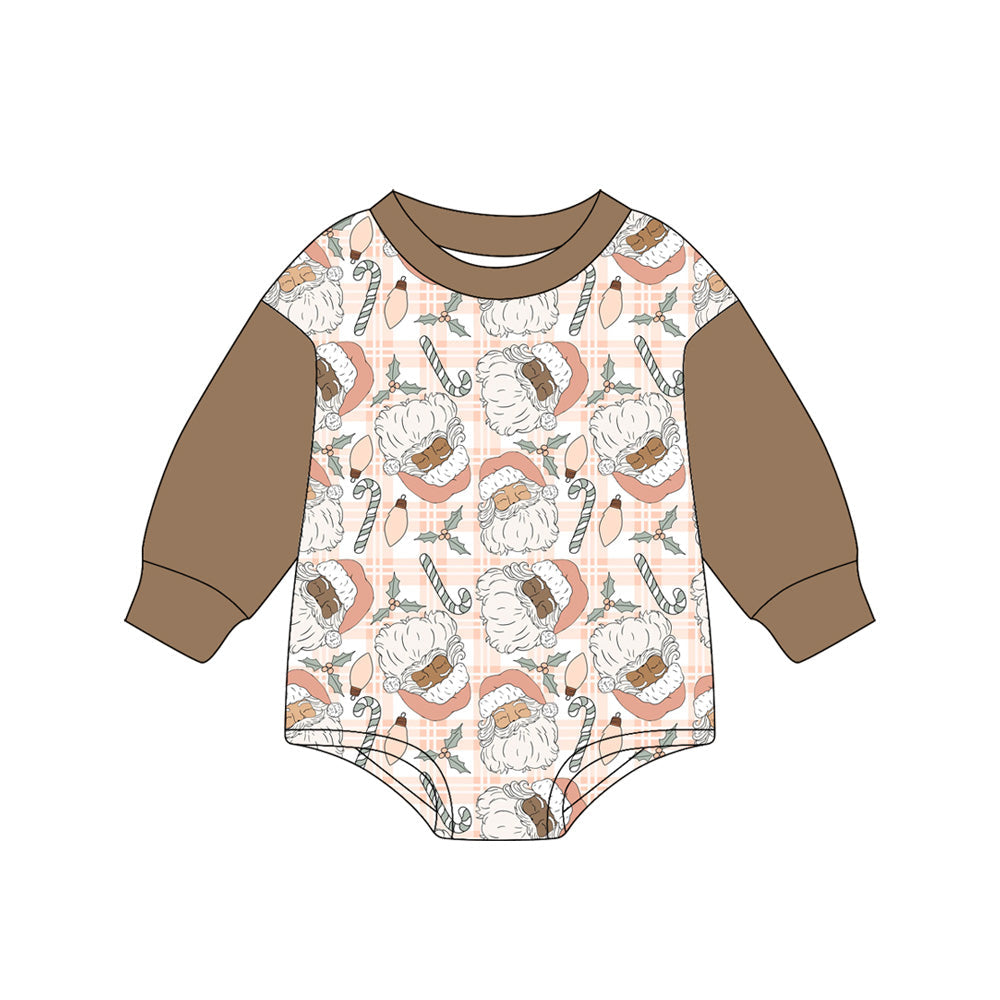 Black santa candy cane baby kids Christmas romper