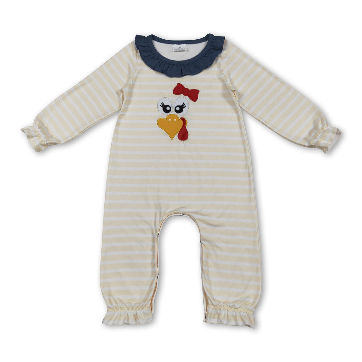 Stripe turkey bow baby girls Thanksgiving romper