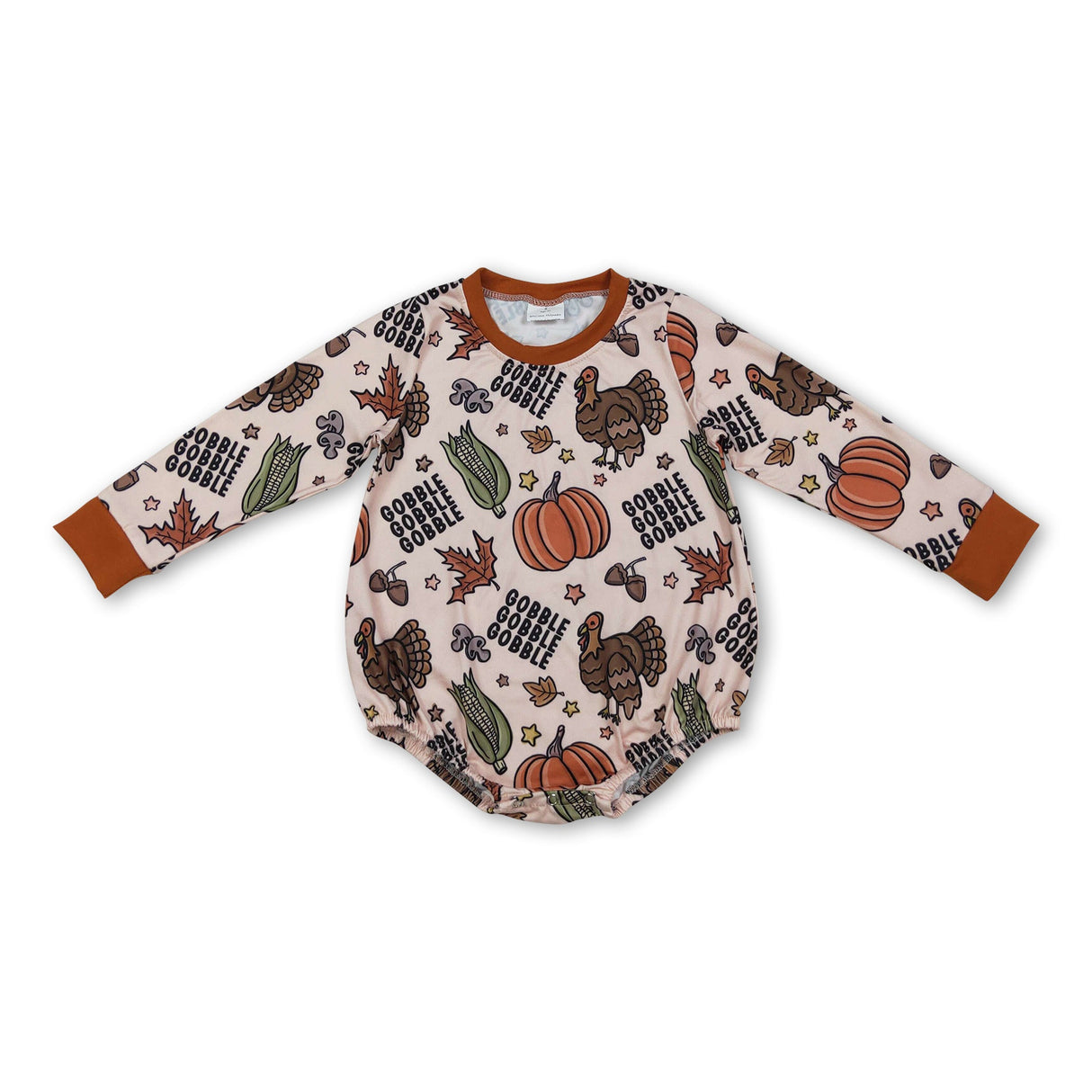 Long sleeves pumpkin turkey baby boy Thanksgiving romper