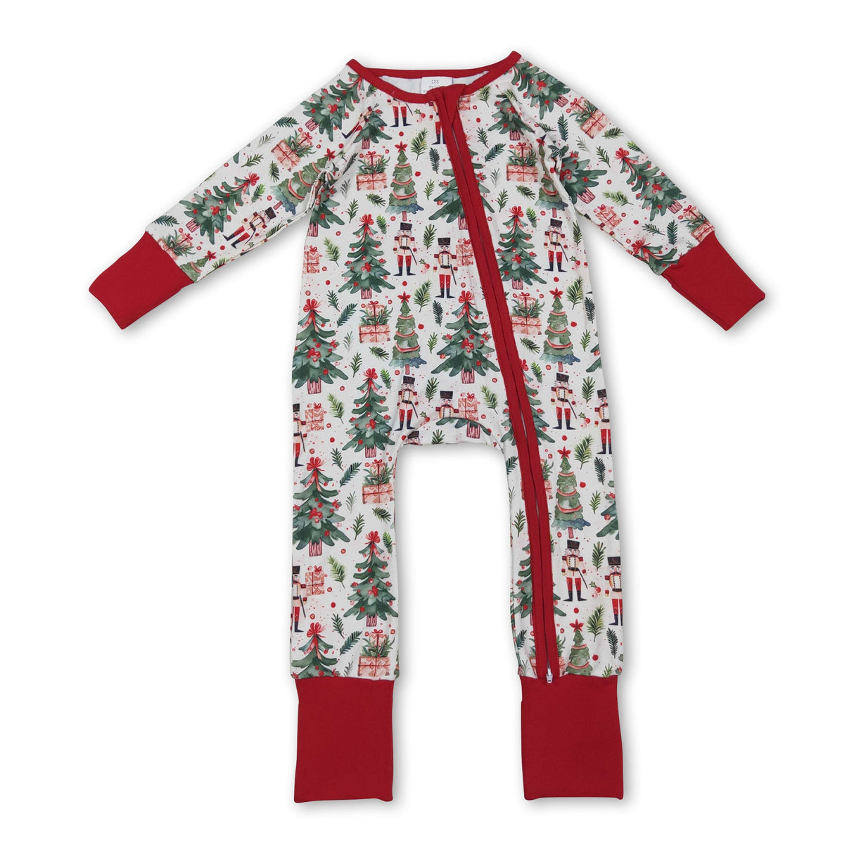 Long sleeves Christmas tree ballet baby zipper romper