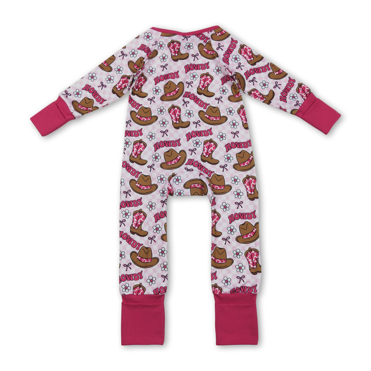 Cow boots howdy floral western baby girls zipper romper