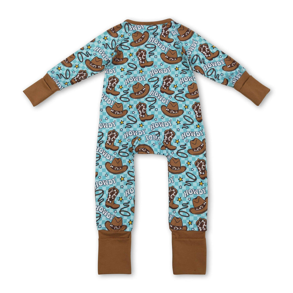 Cow boots howdy floral western baby boys zipper romper