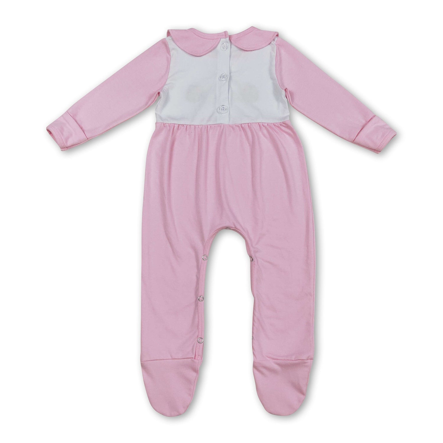 Pink pumpkin turkey baby girl Thanksgiving footed romper