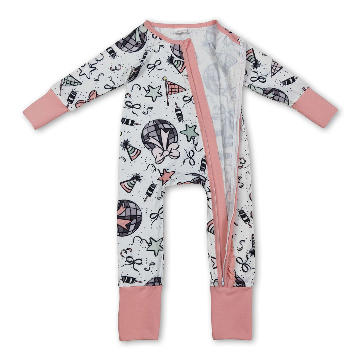 Long sleeves bow ruffle baby girls Happy New Year romper