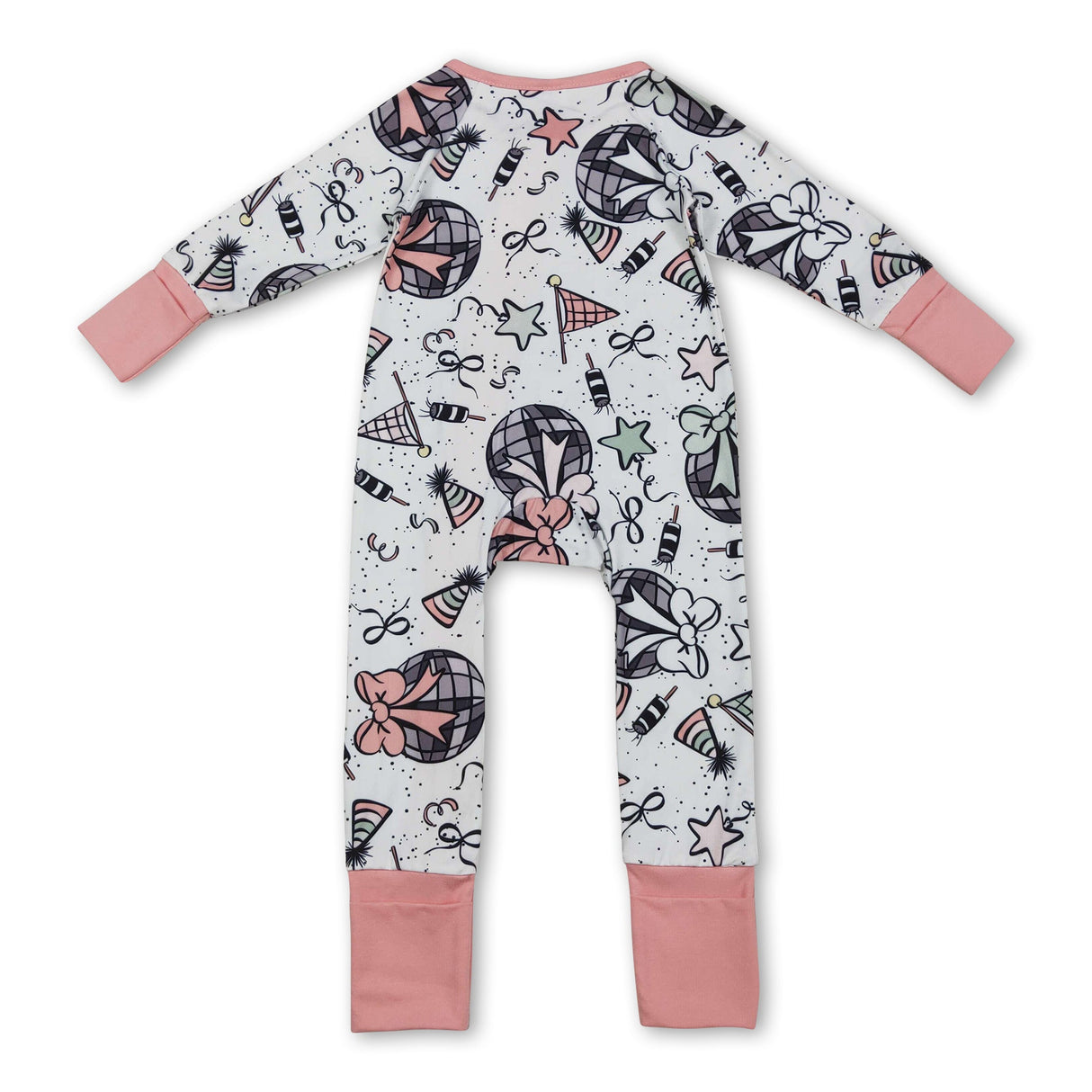 Long sleeves bow ruffle baby girls Happy New Year romper