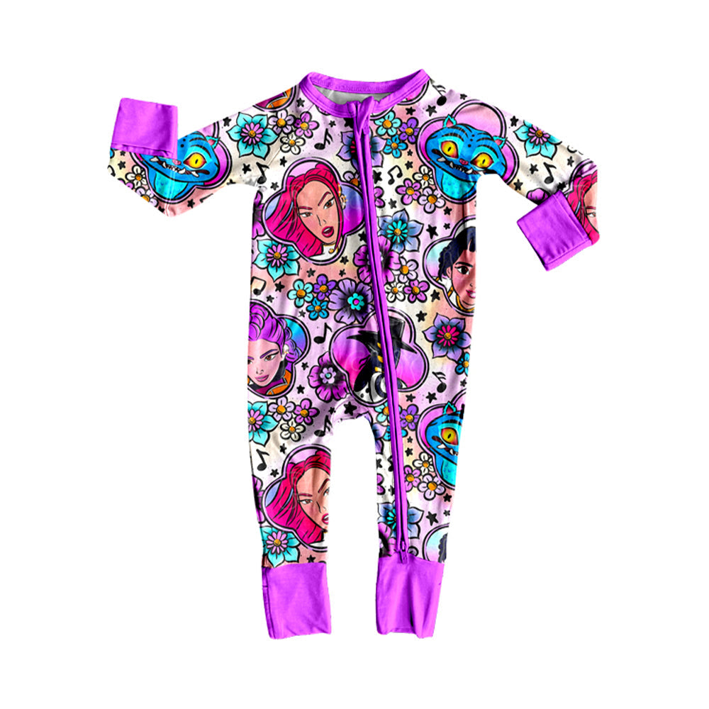 long sleeves purple cartoon baby romper
