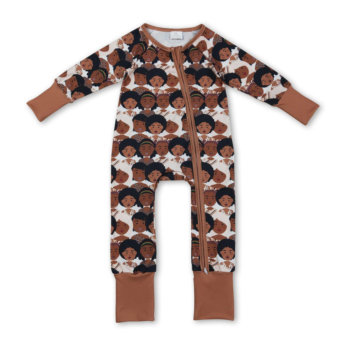 Brown long sleeve black history baby girl romper
