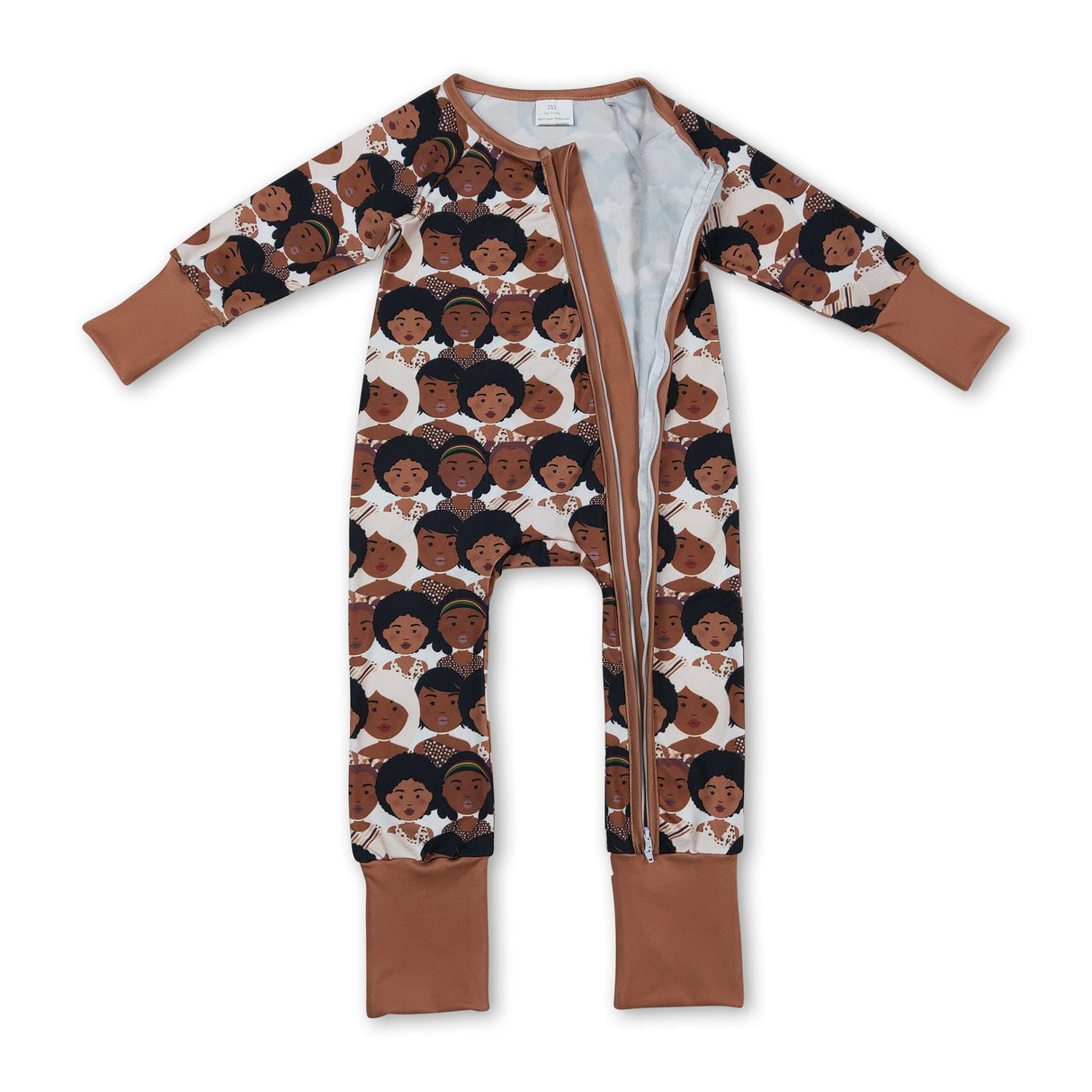 Brown long sleeve black history baby girl romper