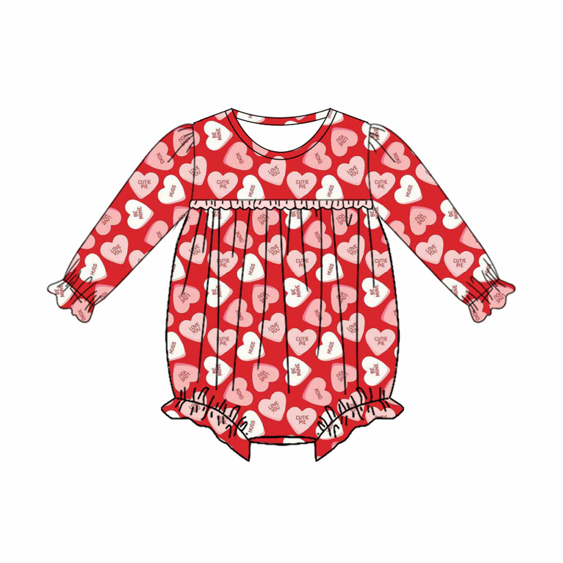 red cow heart print baby girl short sleeve romper