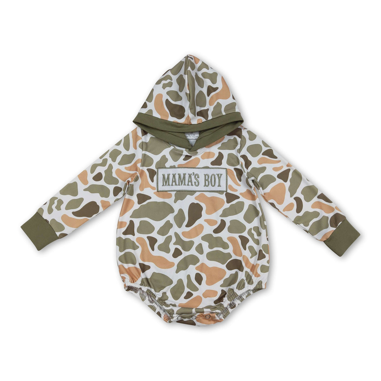 Long sleeves orange camo Mama's boy baby hooded romper