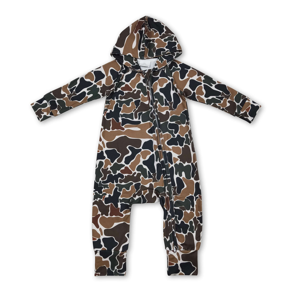 Long sleeves brown camo baby kids hooded zipper romper