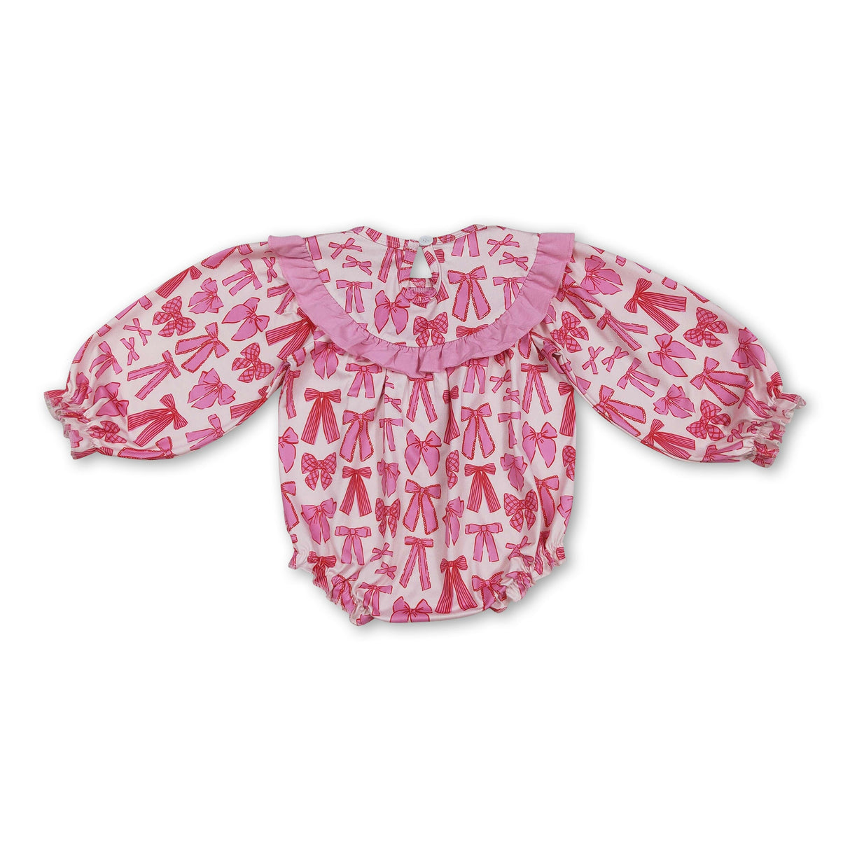 Pink bow daddy's valentine smocked baby girls romper