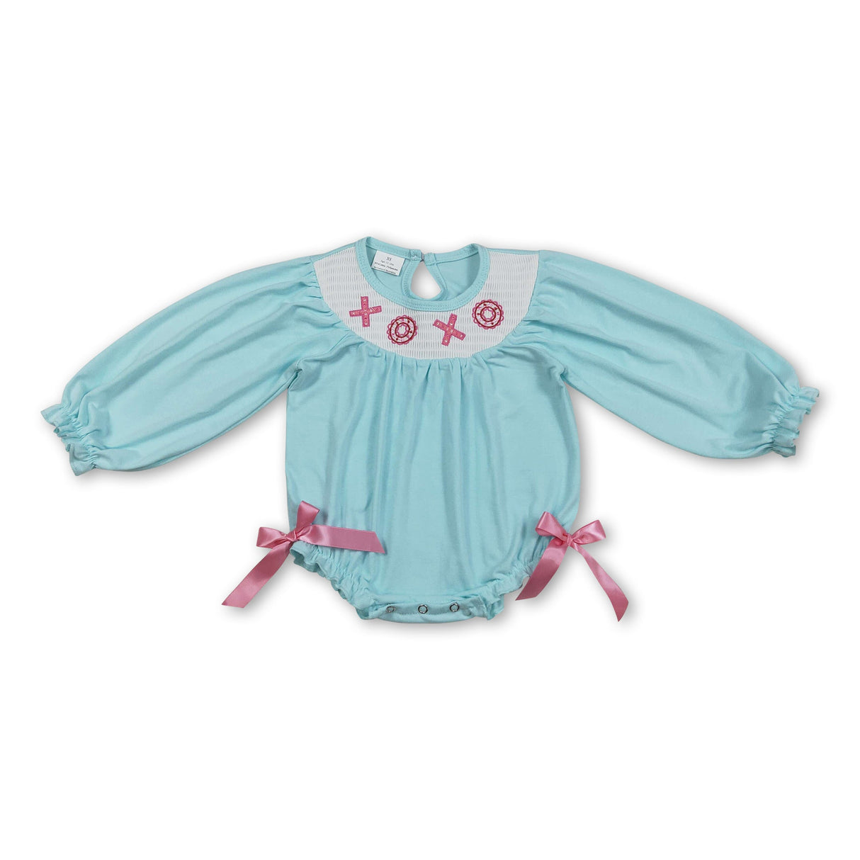 Long sleeves donut XOXO smocked baby girl Valentine's romper