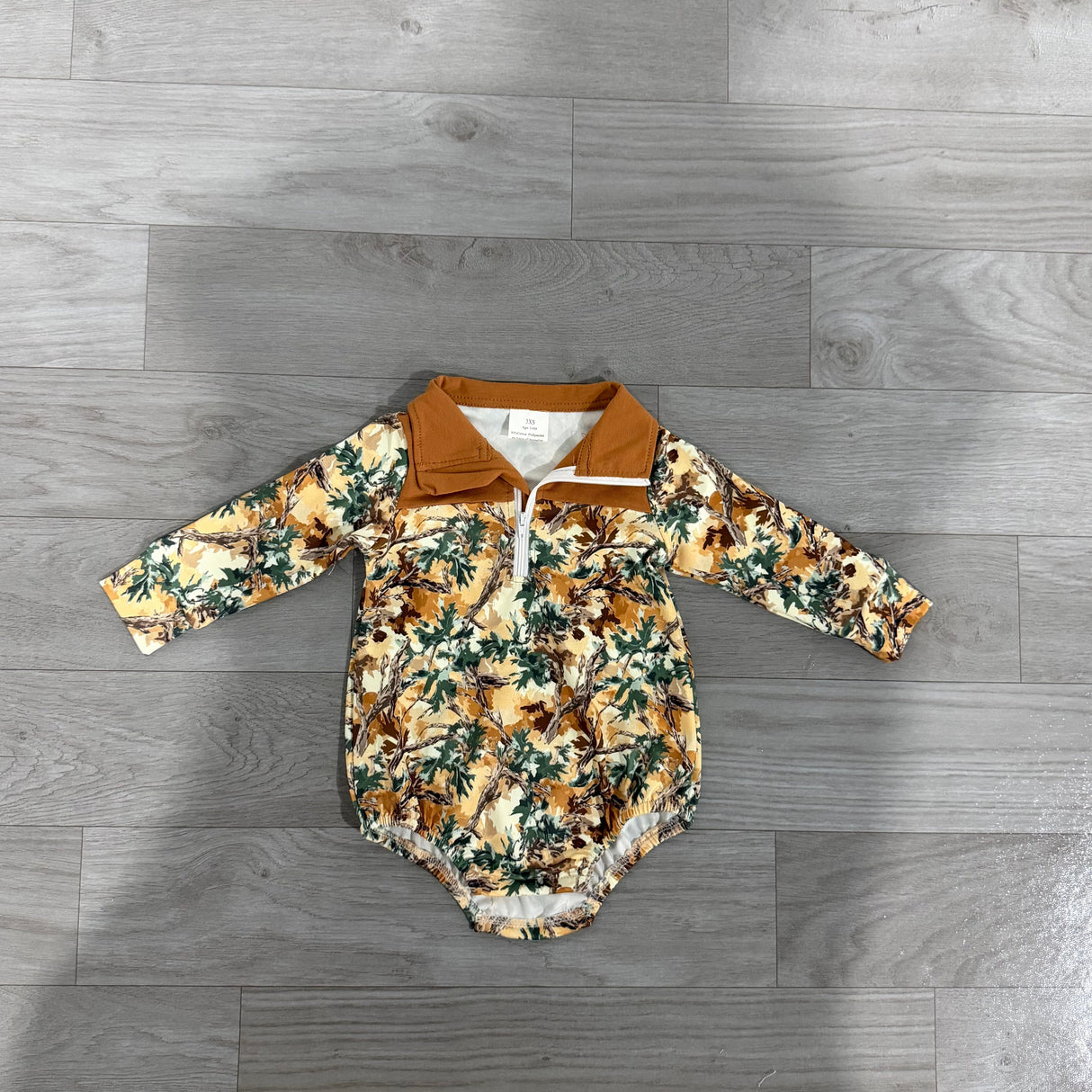Long sleeves brown camo baby boy fall romper